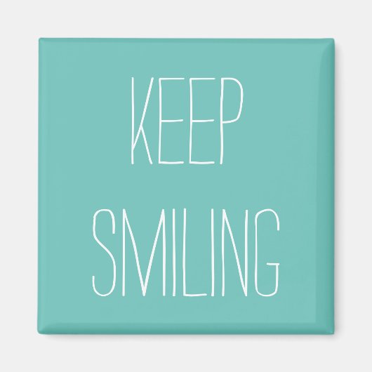 Behalt Lächeln, aquamarin weiße Magnet (Vorne)