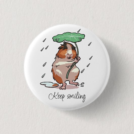 Behalt Lächeln glückliche Guinea Schweinchen genie Button (Vorderseite)