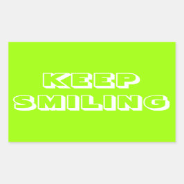 Behalt Lächeln, grüne weiße Karte auftragen Rechteckiger Aufkleber