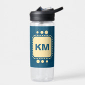 Behalt lächelnd hinzufügen Initialen blau gelb Cam Trinkflasche (Links)