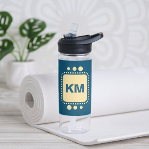 Behalt lächelnd hinzufügen Initialen blau gelb Cam Trinkflasche