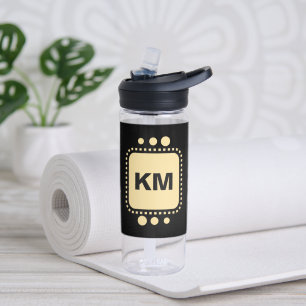 Behalt lächelnd hinzufügen Initialen schwarz gelb Trinkflasche