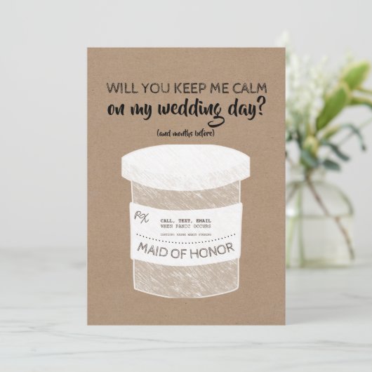 Behalt Me Calm Funny Bridesmaid oder Trauzeugin Einladung (Stehend Vorderseite)