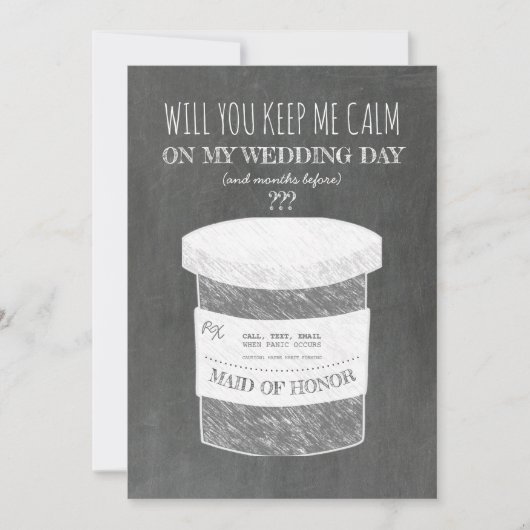 Behalt Me Calm Funny Bridesmaid oder Trauzeugin Einladung (Vorderseite)