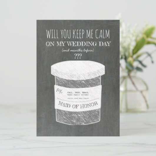 Behalt Me Calm Funny Bridesmaid oder Trauzeugin Einladung (Stehend Vorderseite)