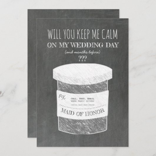 Behalt Me Calm Funny Bridesmaid oder Trauzeugin Einladung (Vorne/Hinten)