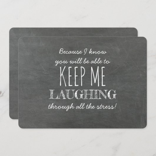 Behalt Me Laughing Funny Bridesmaid Vorschlag Einladung (Vorne/Hinten)