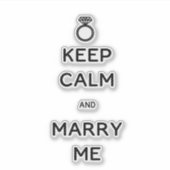 Behalt mich ruhig und heirate mich mit Diamantring Aufkleber (Vorderseite)
