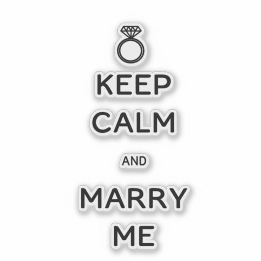 Behalt mich ruhig und heirate mich mit Diamantring Aufkleber (Vorderseite)
