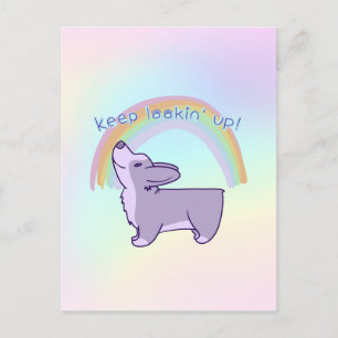 "Behalt nach oben!" Corgi Positive Postcard Postkarte