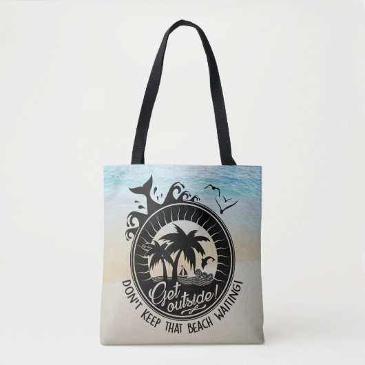 Behalt nicht, dass der Strand lustige Typografie-P Tasche (Vorderseite)