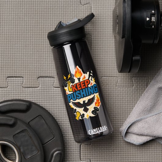 BEHALT PUSHING Motivierend Wasser Flasche - Fitnes (Fitnessstudio (gedreht))