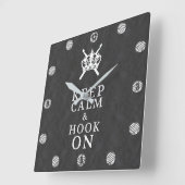 Behalt Ruhe auf dem Crochet Craft Room dunkel Quadratische Wanduhr (Winkel)