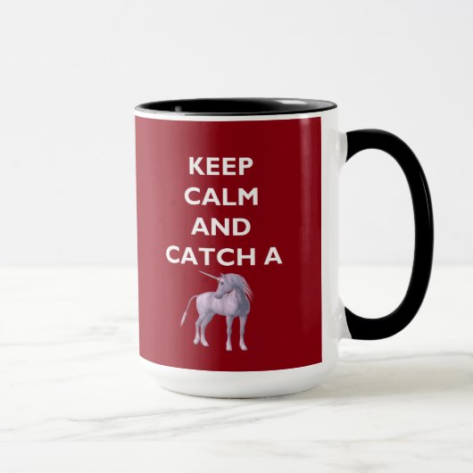 Behalt Ruhe Catch a Einhorn White Schriftart, Retr Tasse (Rechts)