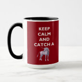Behalt Ruhe Catch a Einhorn White Schriftart, Retr Tasse (Links)