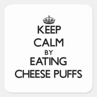 Behalt Ruhe durch Essen von Käse Puffs Quadratischer Aufkleber
