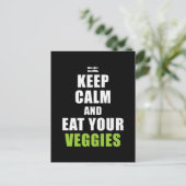 Behalt Ruhe & essen Deine Veggies Postkarte (Stehend Vorderseite)