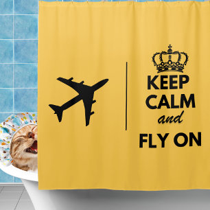 Behalt Ruhe & Fly On, Funny, Einfach Willkommen Duschvorhang