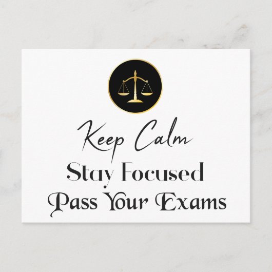 Behalt Ruhe. Fokussiert bleibe. Gib deine Prüfunge Postkarte (Vorderseite)