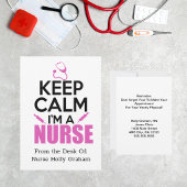 Behalt Ruhe, ich bin eine Krankenschwester-Erinner Ankündigung