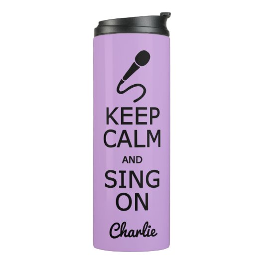 Behalt Ruhe & Sing auf individuelle Name & Farbtup Thermosbecher (Nach links gedreht)