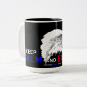 Behalt Ruhe und Adler On! Zweifarbige Tasse (Vorderseite Links)