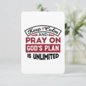 Behalt Ruhe und bete Gottes Plan ist unbegrenzt Zi Dankeskarte (Stehend Vorderseite)