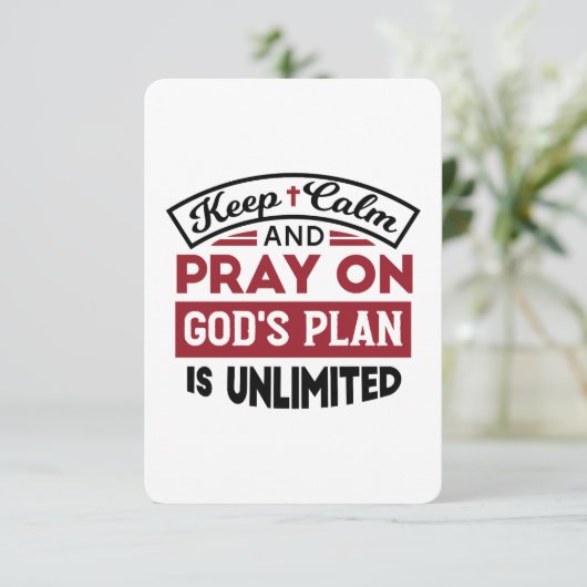 Behalt Ruhe und bete Gottes Plan ist unbegrenzt Zi Dankeskarte (Stehend Vorderseite)