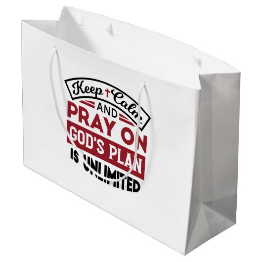 Behalt Ruhe und bete Gottes Plan ist unbegrenzt Zi Große Geschenktüte (Rückseite Schrägansicht)