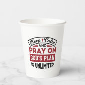 Behalt Ruhe und bete Gottes Plan ist unbegrenzt Zi Pappbecher (Rückseite)