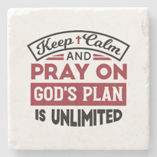 Behalt Ruhe und bete Gottes Plan ist unbegrenzt Zi Steinuntersetzer