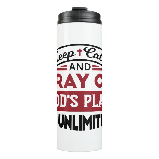 Behalt Ruhe und bete Gottes Plan ist unbegrenzt Zi Thermosbecher (Vorderseite)