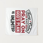 Behalt Ruhe und bete Gottes Plan ist unbegrenzt Zi Wandteppich (Vorderseite (Horizontal))