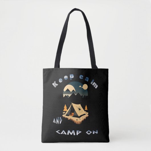 Behalt Ruhe und Camp auf Abenteuercamps Tasche (Vorderseite)