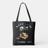 Behalt Ruhe und Camp auf Abenteuercamps Tasche (Rückseite)