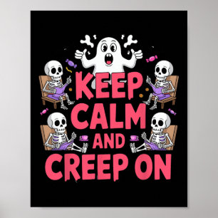 Behalt Ruhe und Creep auf Halloween Skeleton Ghost Poster