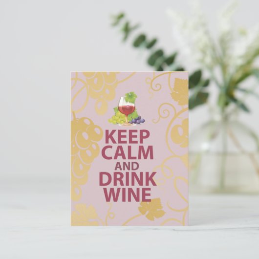 Behalt Ruhe und Drink Weingeschenk Einzigartiges A Postkarte (Stehend Vorderseite)