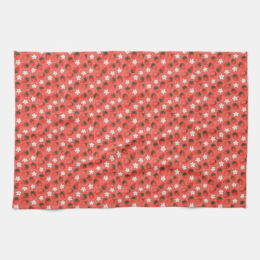 Behalt Ruhe und esse Erdbeeren Geschirrtuch (Horizontal)