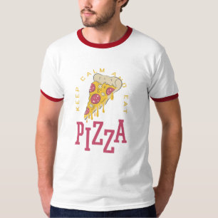 Behalt Ruhe und essen Pizza Funny Food Redewendung T-Shirt