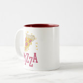 Behalt Ruhe und essen Pizza Funny Food Redewendung Zweifarbige Tasse (Vorderseite Links)