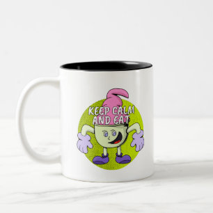 Behalt Ruhe und Essen Zweifarbige Tasse