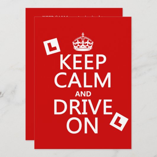 Behalt Ruhe und Fahrt ein (Lerner) Einladung (Vorne/Hinten)