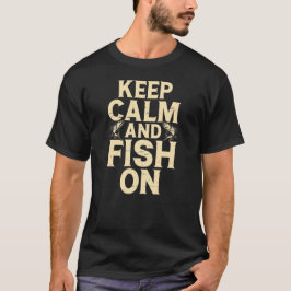 Behalt Ruhe und Fische auf lustigem schwarzen T -  T-Shirt