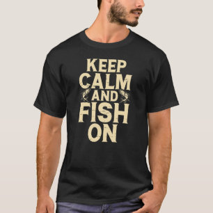 Behalt Ruhe und Fische auf lustigem schwarzen T -  T-Shirt