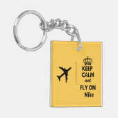 Behalt Ruhe und Fliegen auf & Flugzeug, Custom Fun Schlüsselanhänger (Vorderseite links)