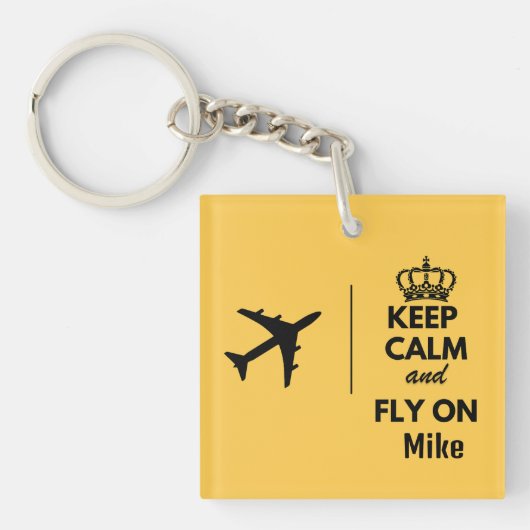 Behalt Ruhe und Fliegen auf & Flugzeug, Custom Fun Schlüsselanhänger (Vorderseite)