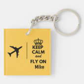 Behalt Ruhe und Fliegen auf & Flugzeug, Custom Fun Schlüsselanhänger (Rückseite)
