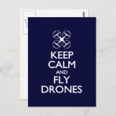 Behalt Ruhe und Fly Drones Postkarte (Vorne/Hinten)