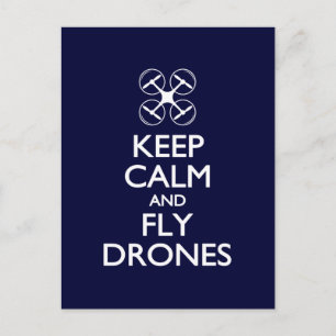 Behalt Ruhe und Fly Drones Postkarte