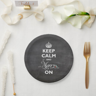Behalt Ruhe und Fröhlichkeit auf Chalkboard Funny  Pappteller